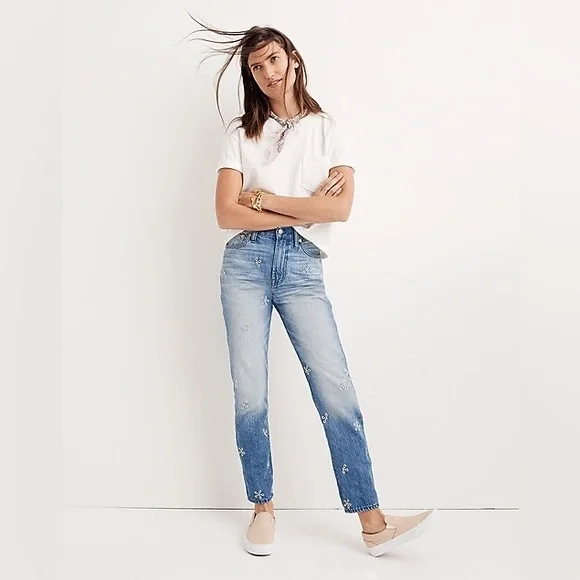 Madewell High Rise The Perfect Summer Straight Leg Jeans Daisy 🌼 Edition - Picture 2 of 11